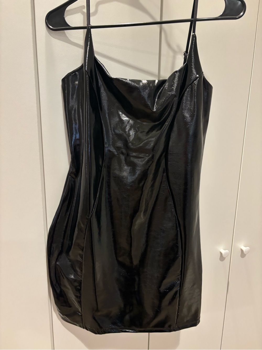 Windsor Black Faux-Leather Mini Slip Dress